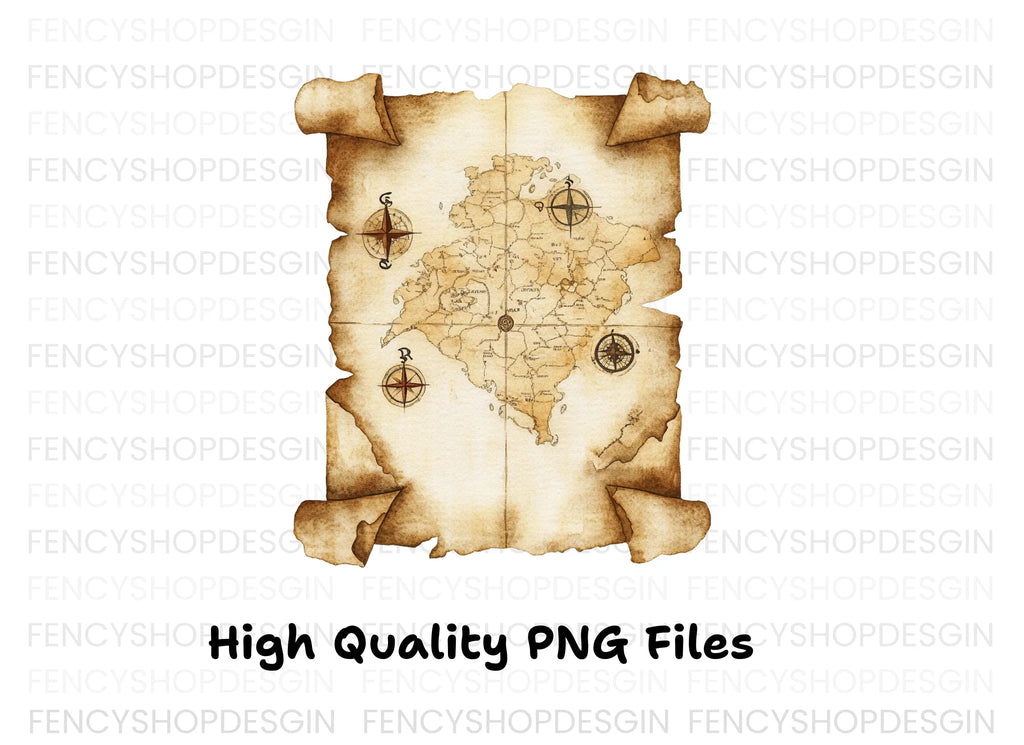 Vintage Treasure Map Clipart Bundle