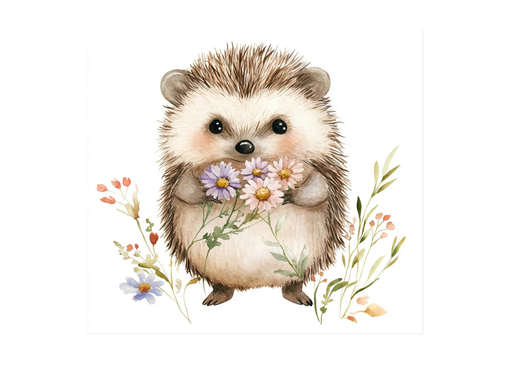 Sweet Hedgehog Floral Clipart Bundle