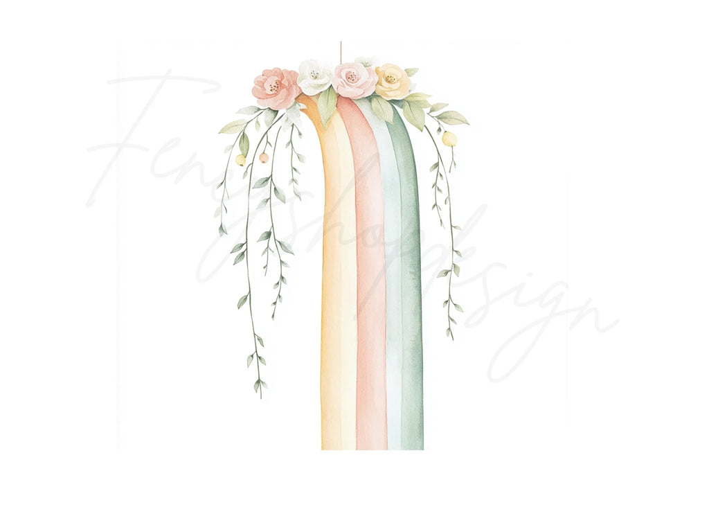 Boho Floral Rainbow Clipart Bundle