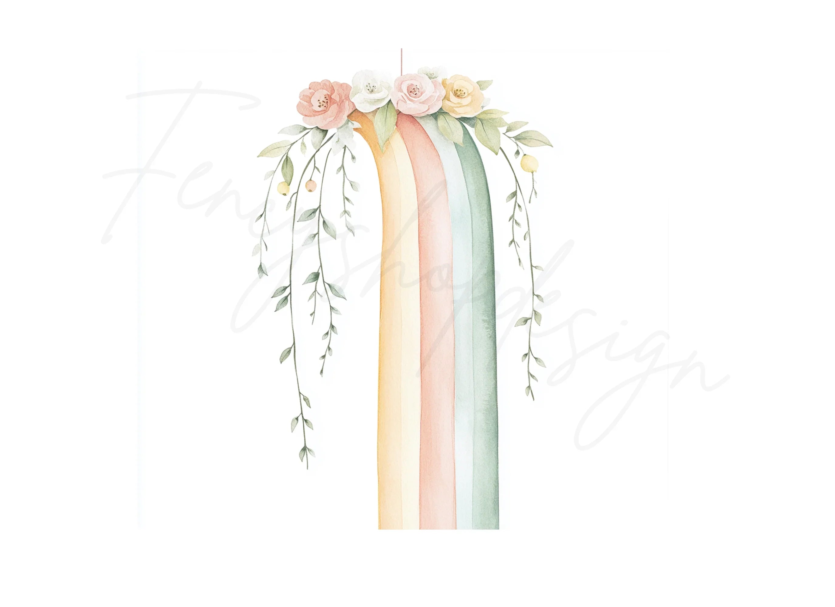 Boho Floral Rainbow Clipart Bundle