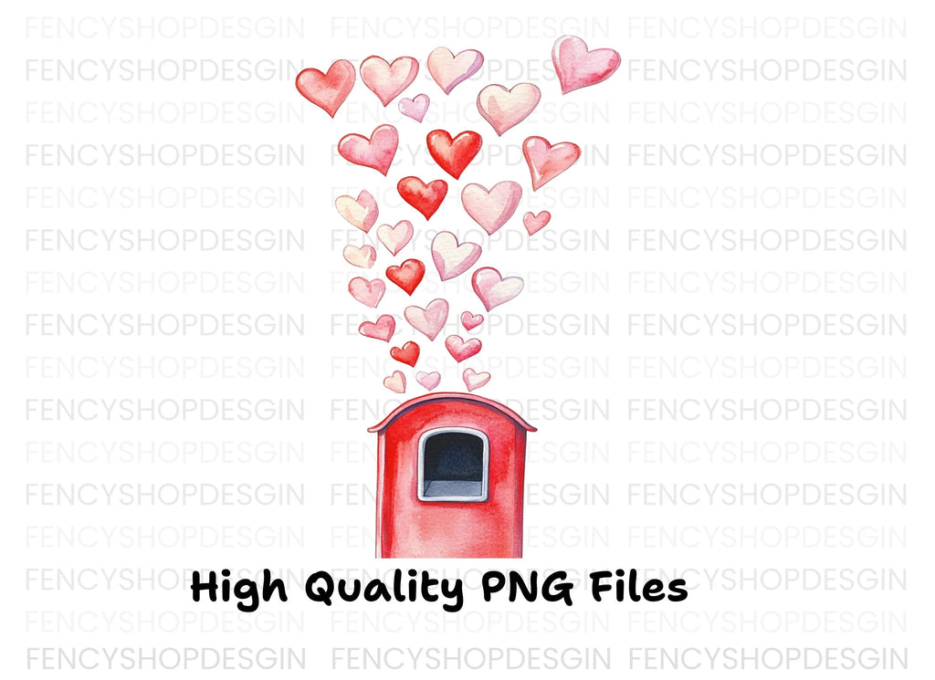 Valentine's Day Mailbox with Hearts Clipart Bundle