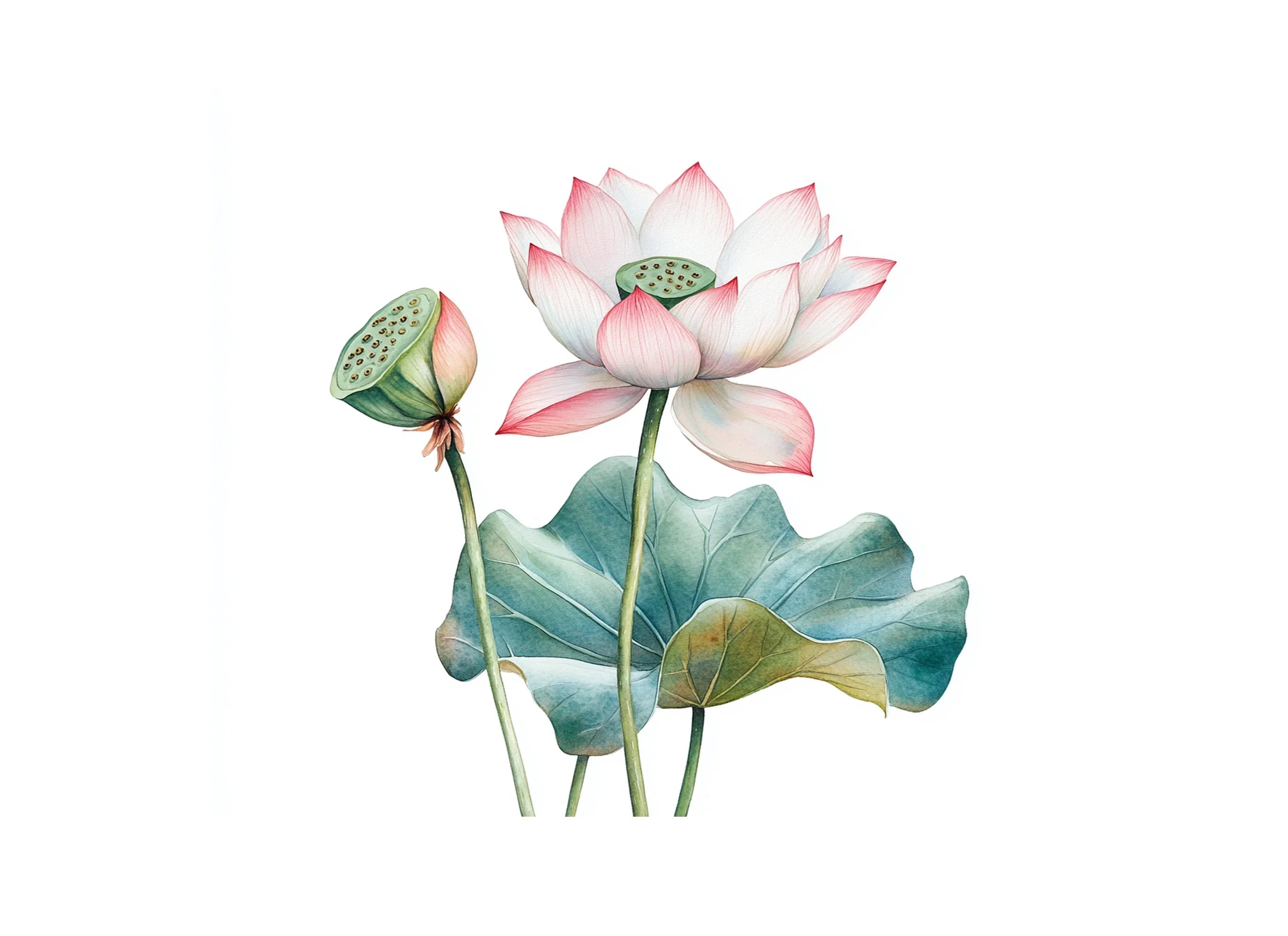 Elegant Lotus Flower Clipart Bundle