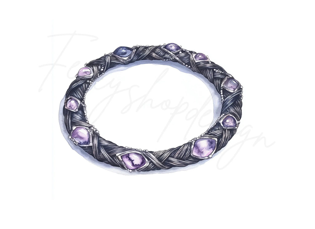 Elegant Braided Gemstone Necklace Clipart Bundle