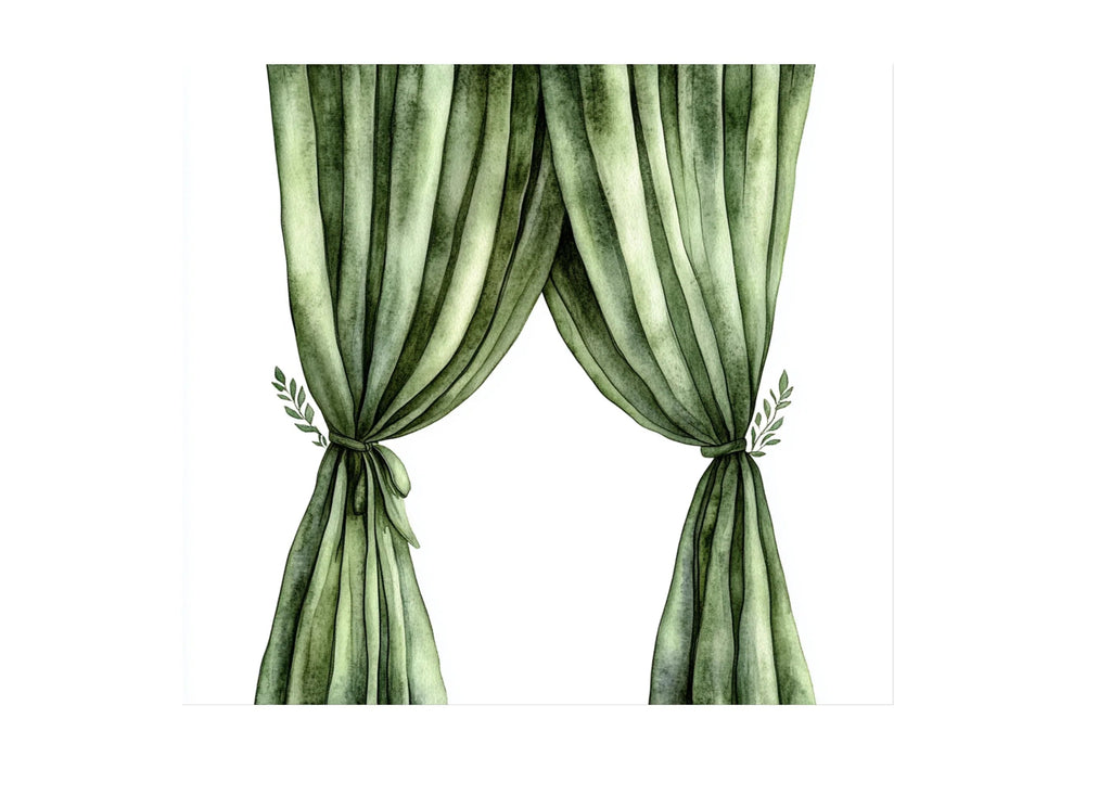 Elegant Green Curtains Clipart Bundle