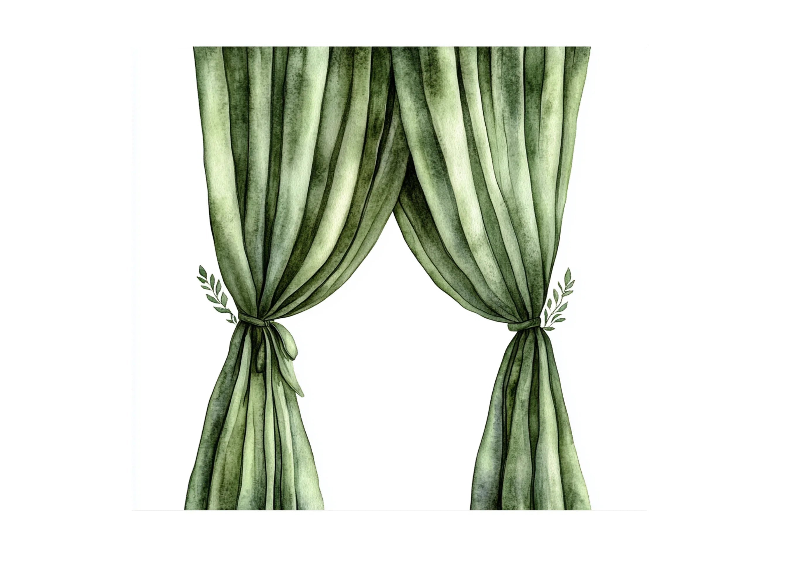 Elegant Green Curtains Clipart Bundle