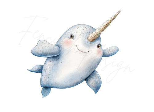 Adorable Narwhal Clipart Bundle