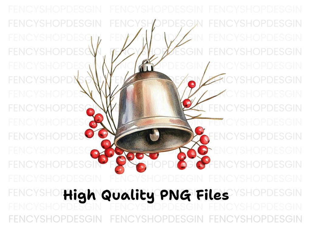 Christmas Bell with Berries Clipart Bundle