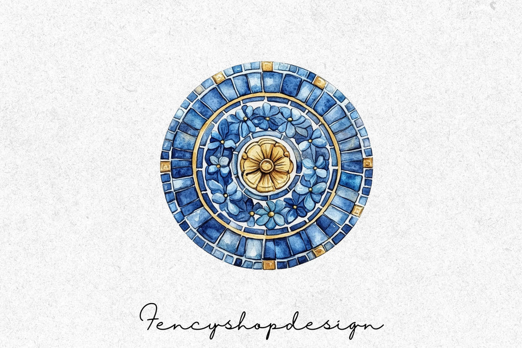 Mediterranean Tile Mosaic Clipart Bundle