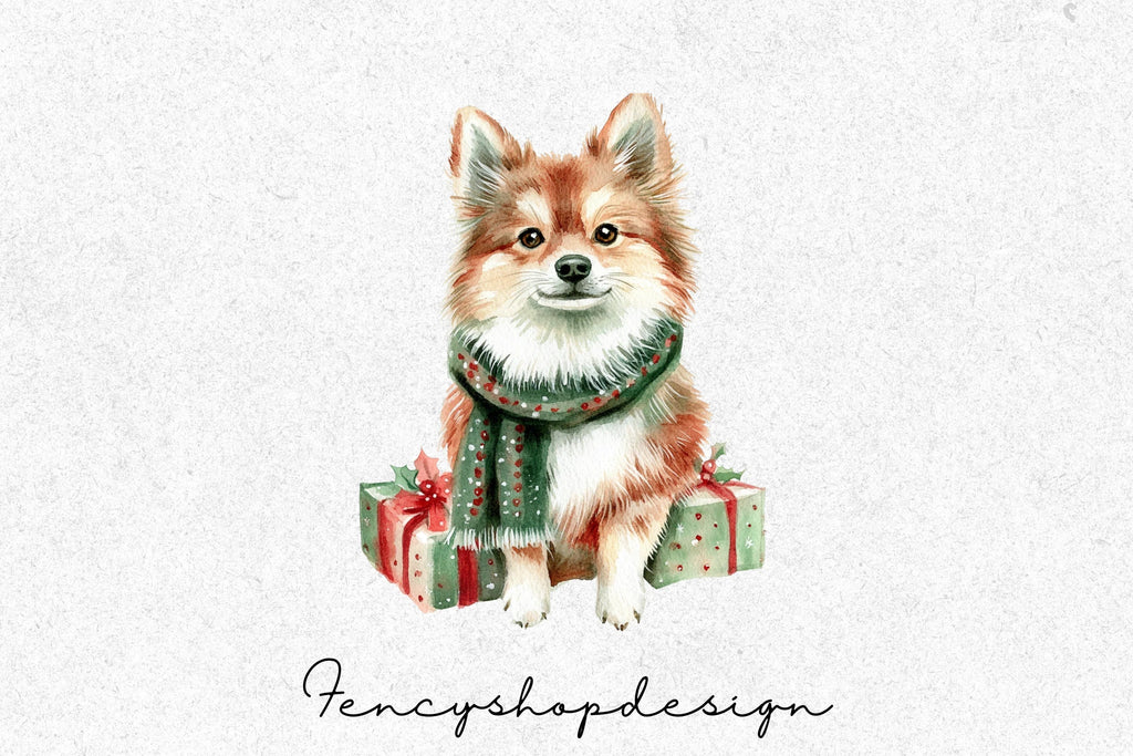 Cute Christmas Dogs Clipart Bundle