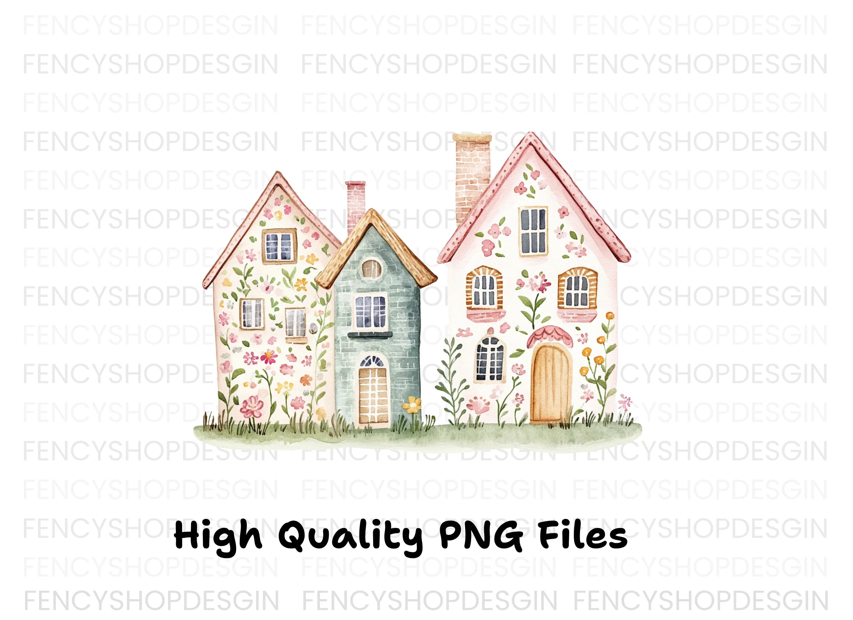 Floral Houses Clipart Bundle