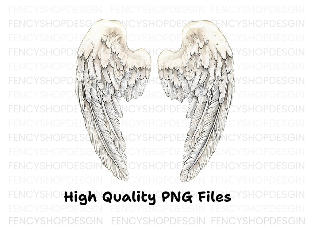 Graceful White Feathered Wings Clipart Bundle