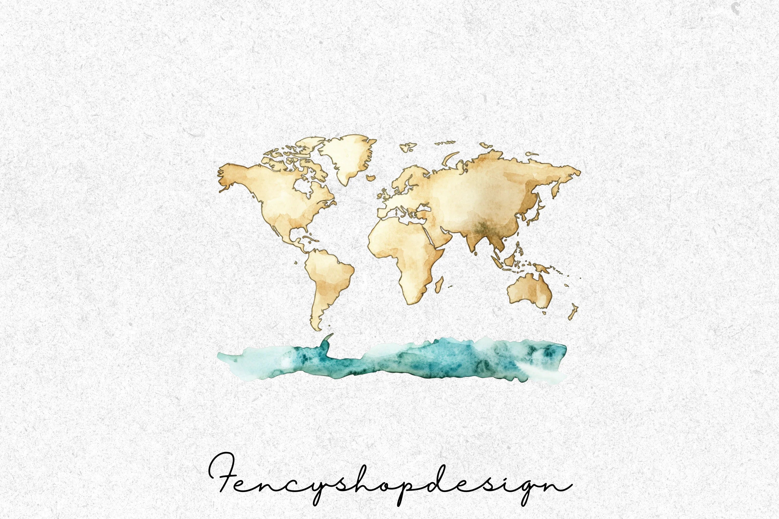 Vintage World Map Scroll Clipart Bundle