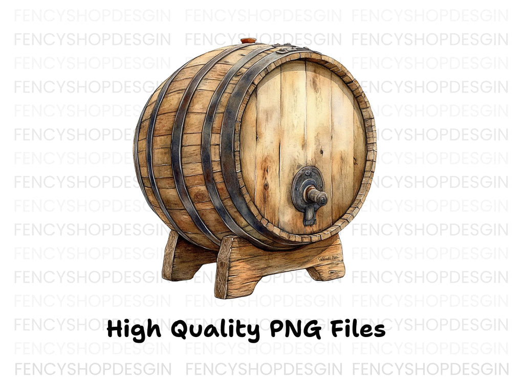 Rustic Wooden Barrels Clipart Bundle