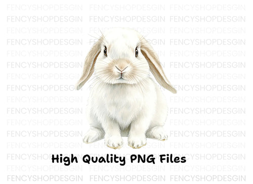Adorable White Lop Eared Bunny Clipart Bundle