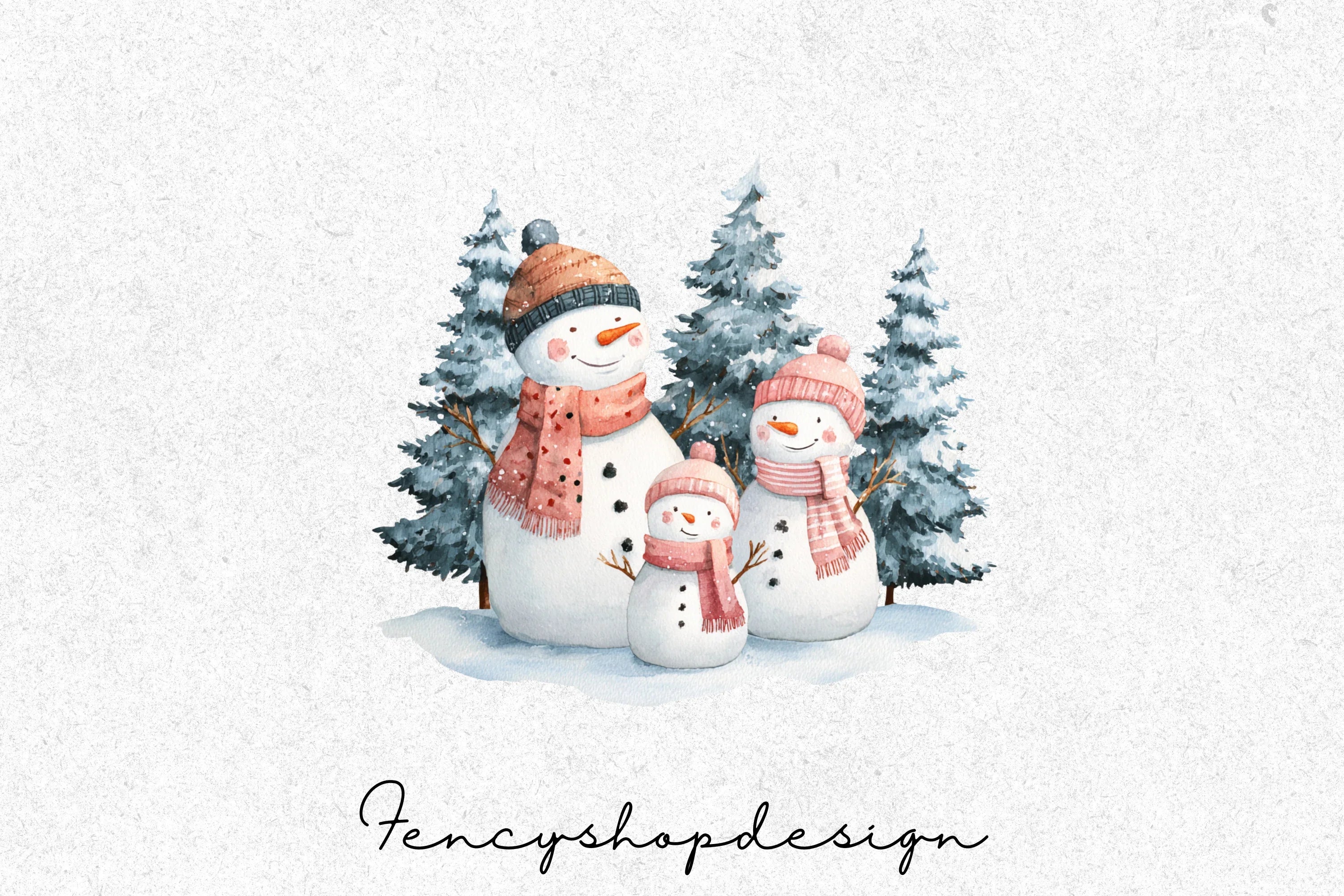 Snowman Family Clipart Bundle