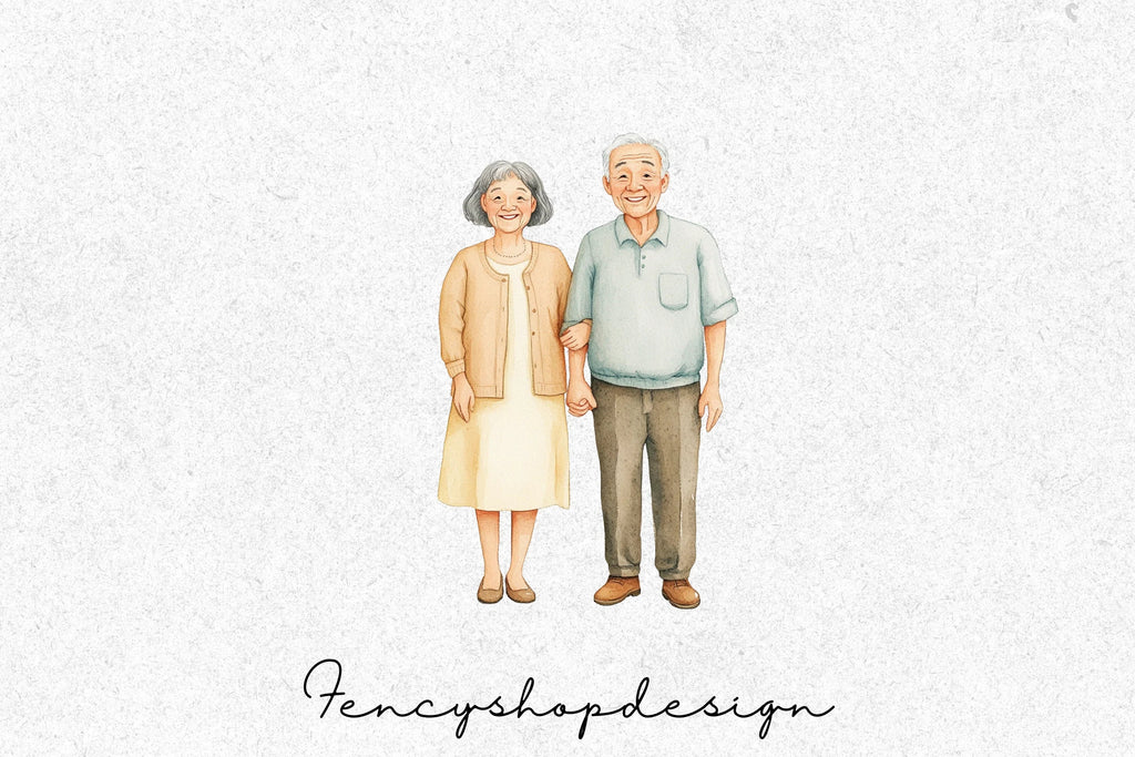 Elderly Couples Clipart Bundle