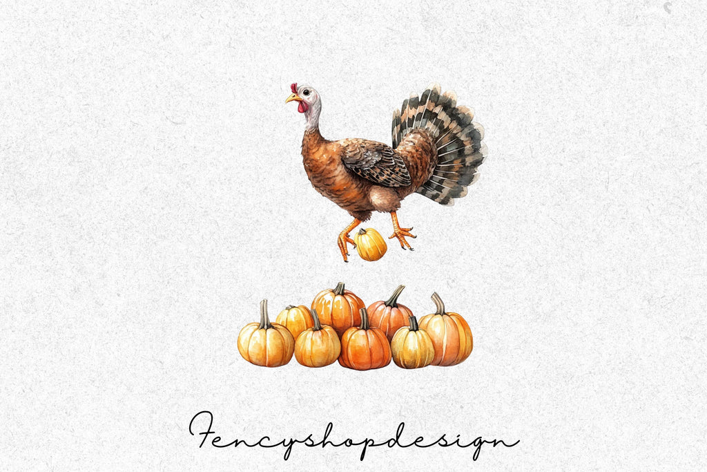 Thanksgiving Turkey Autumn Farm Clipart Bundle