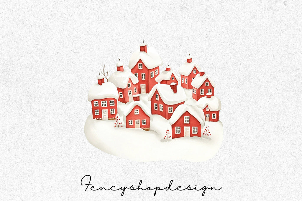Cozy Winter Village Clipart Bundle