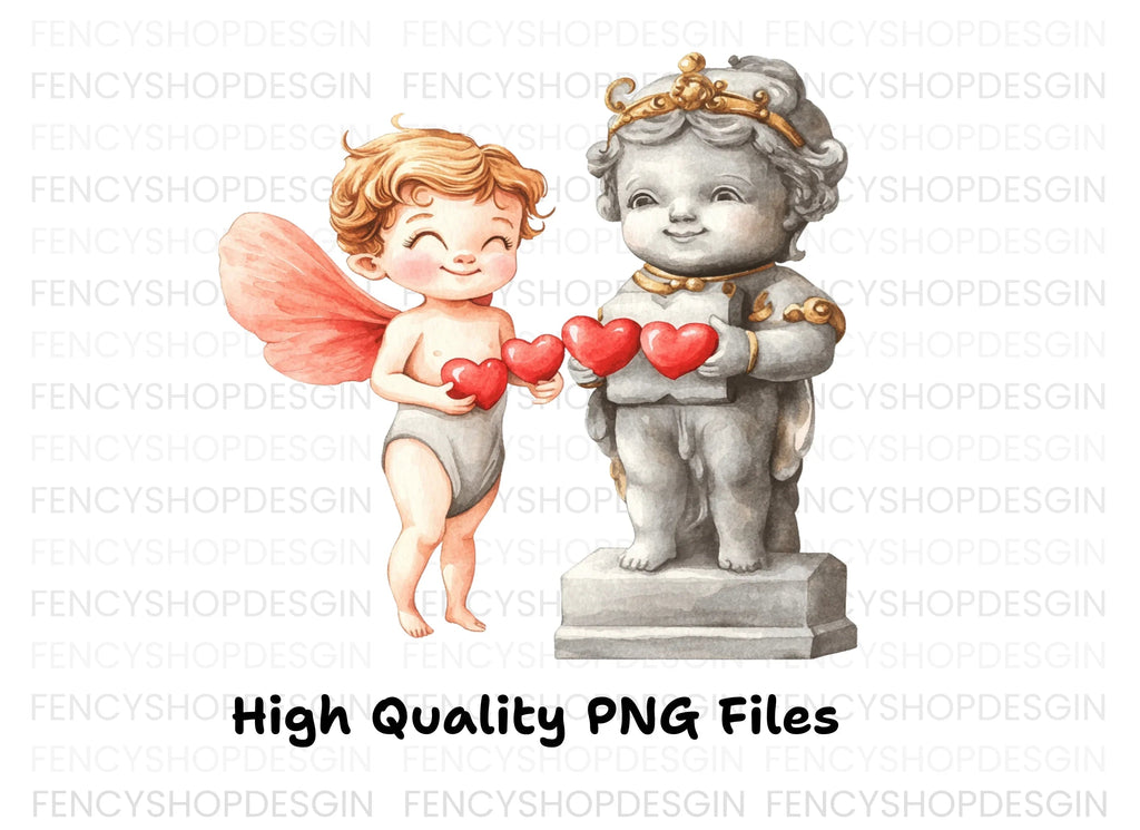 Cupid and Stone Statue Love Clipart Bundle