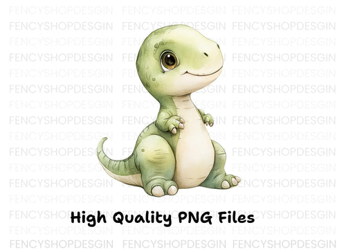 Adorable Green Baby Dinosaur Clipart Bundle