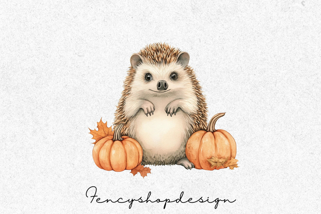 Cute Hedgehog Autumn Clipart Bundle