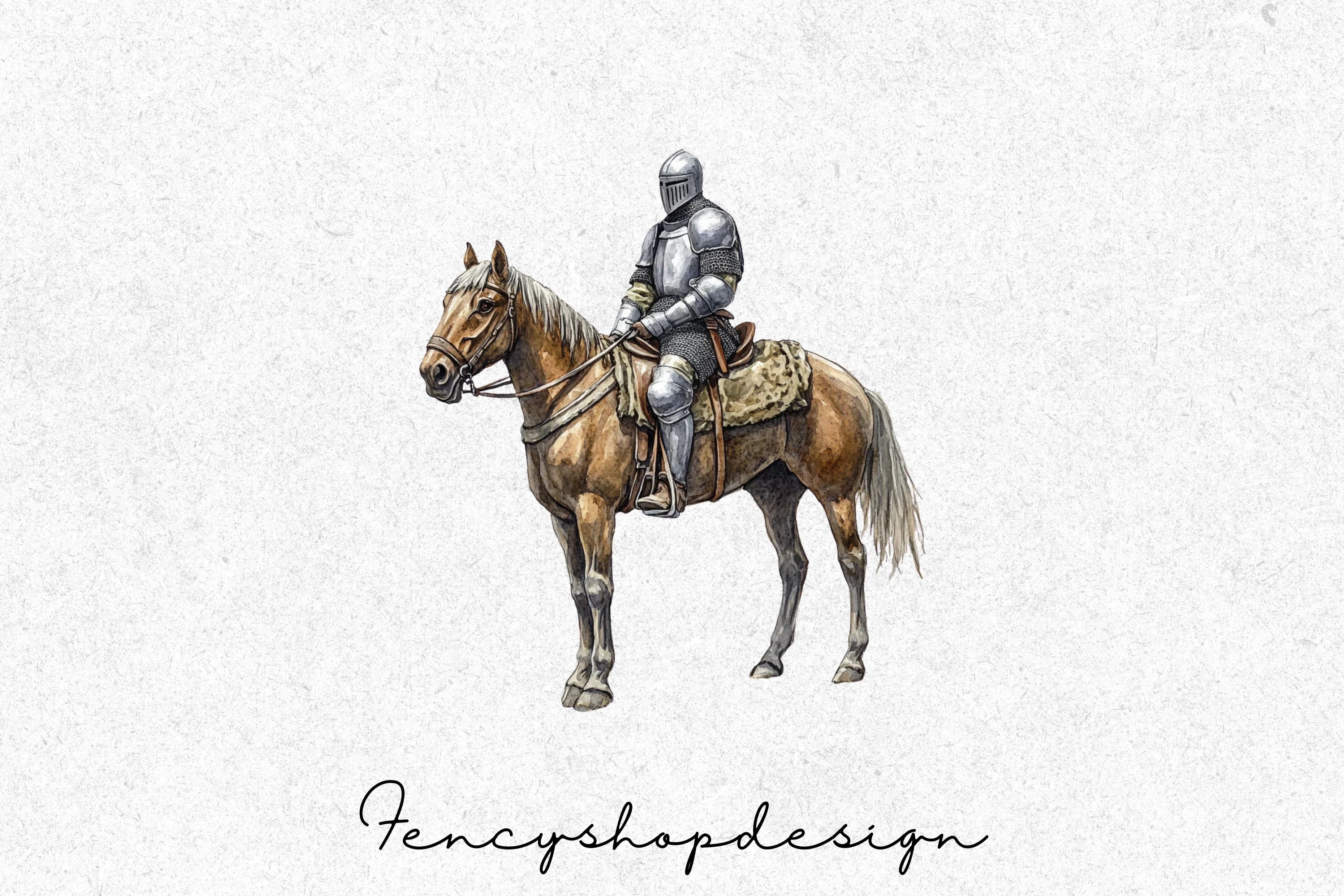 Medieval Knight on Horseback Clipart Bundle