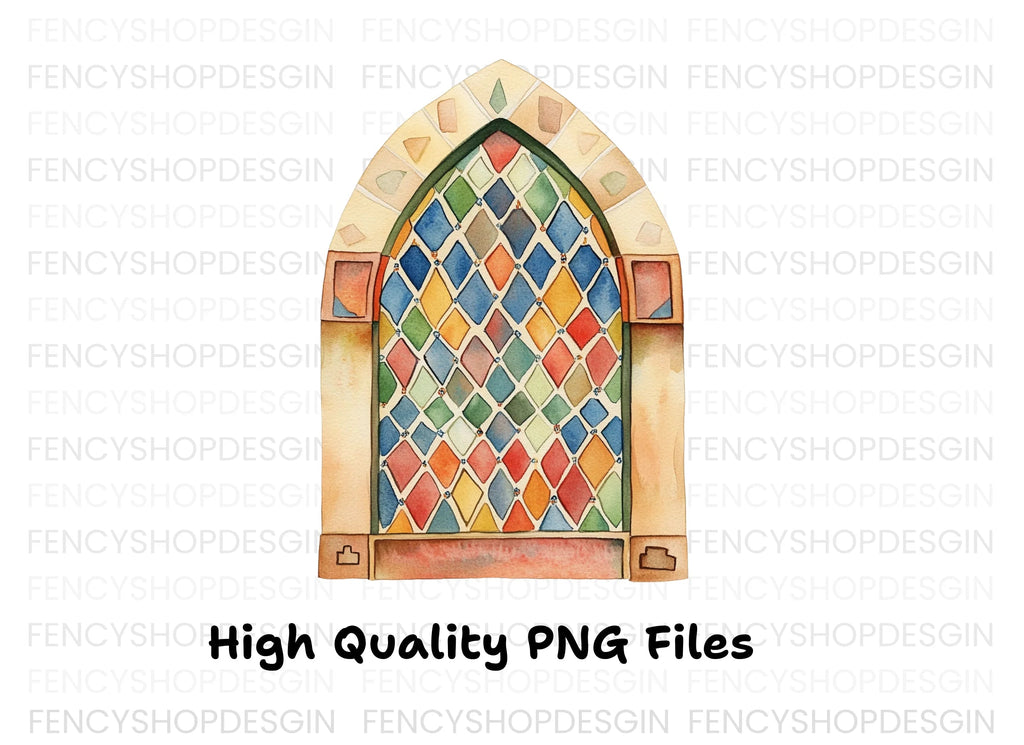 Gothic Stained Glass Window Clipart Bundle