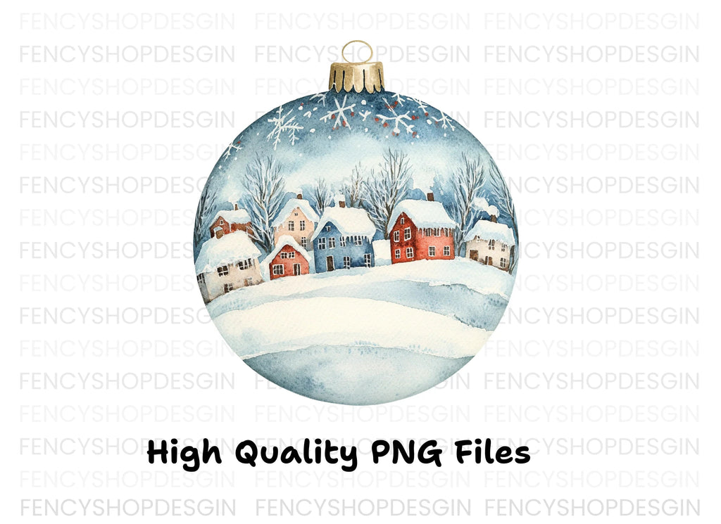 Winter Village Christmas Ornament Clipart Bundle