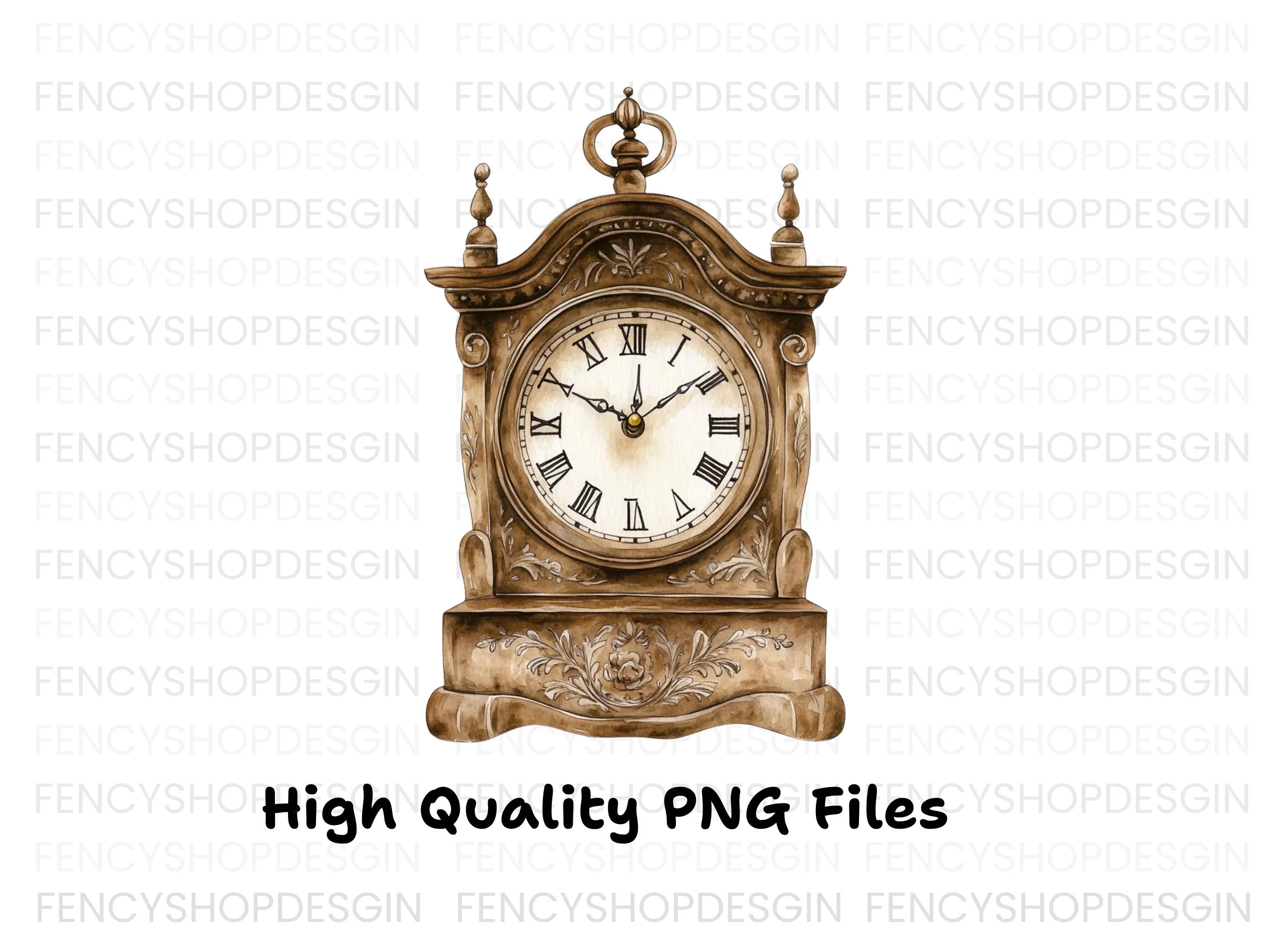 Antique Mantel Clock Clipart Bundle