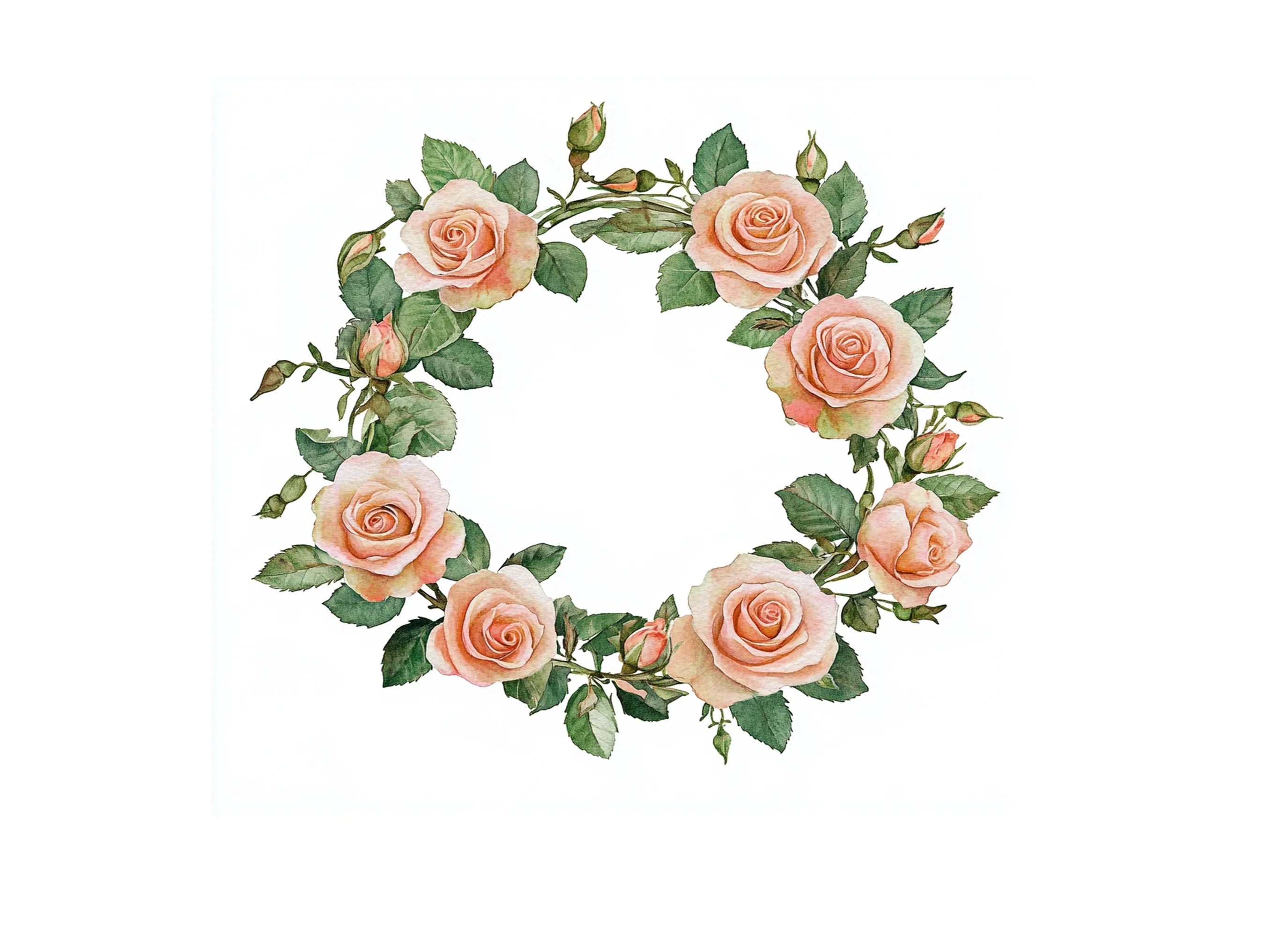 Elegant Pink Rose Wreath Clipart Bundle