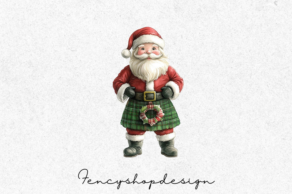 Scottish Kilt Santa Claus Clipart Bundle
