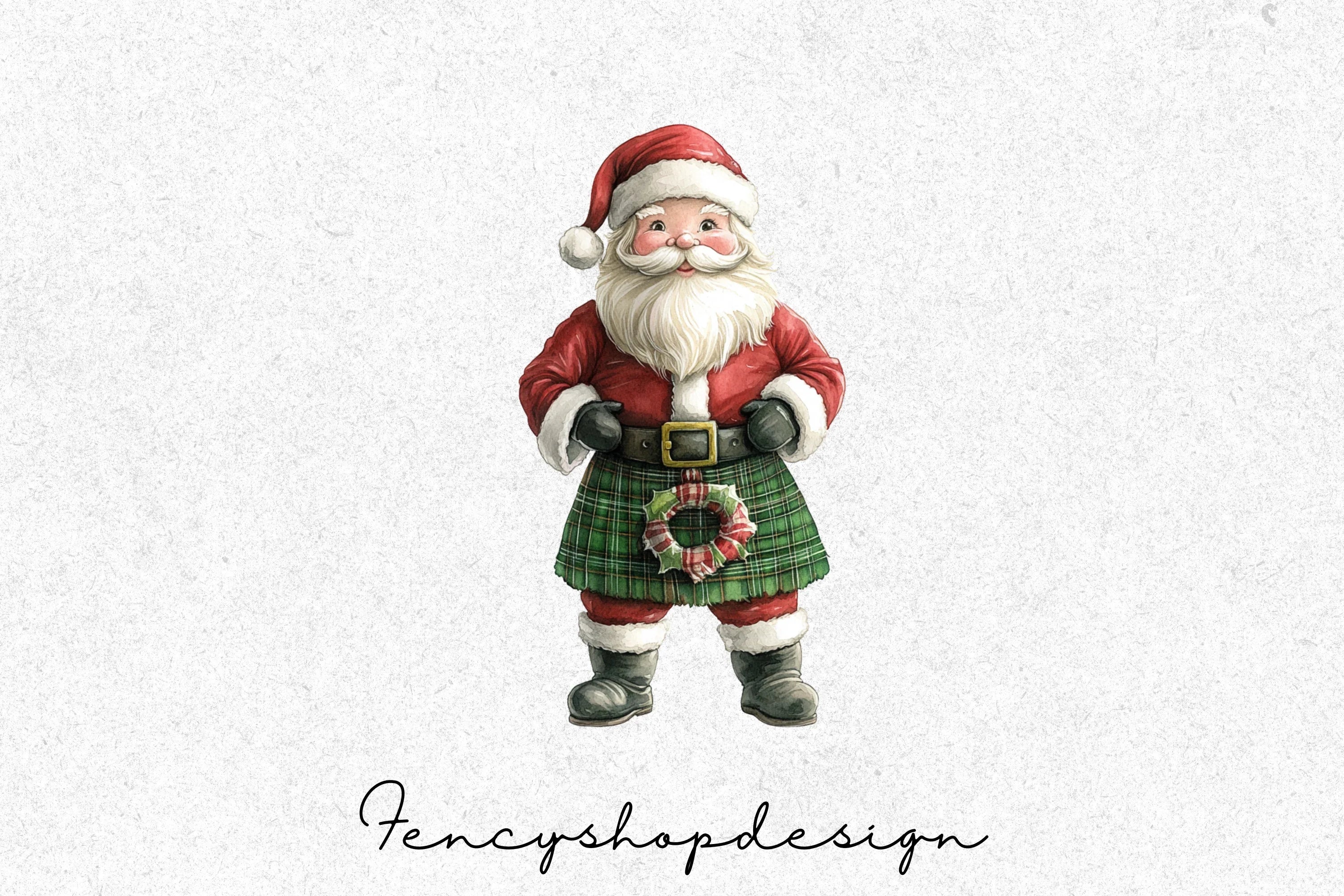 Scottish Kilt Santa Claus Clipart Bundle