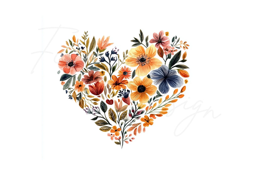 Floral Heart Clipart Bundle