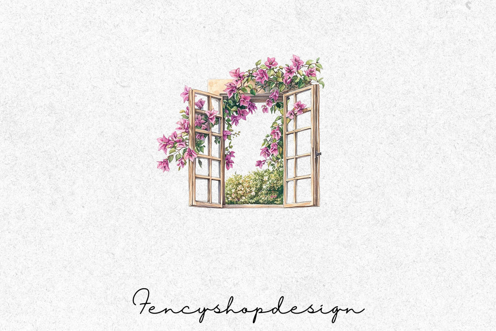 Bougainvillea Window Clipart Bundle