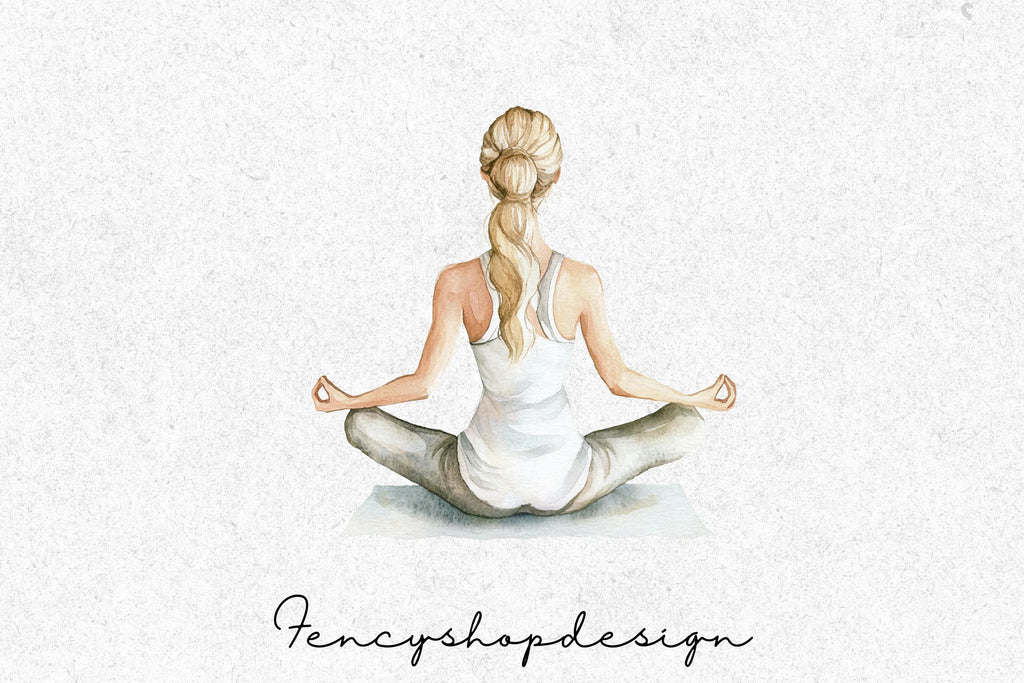 Yoga Women Meditation Clipart Bundle