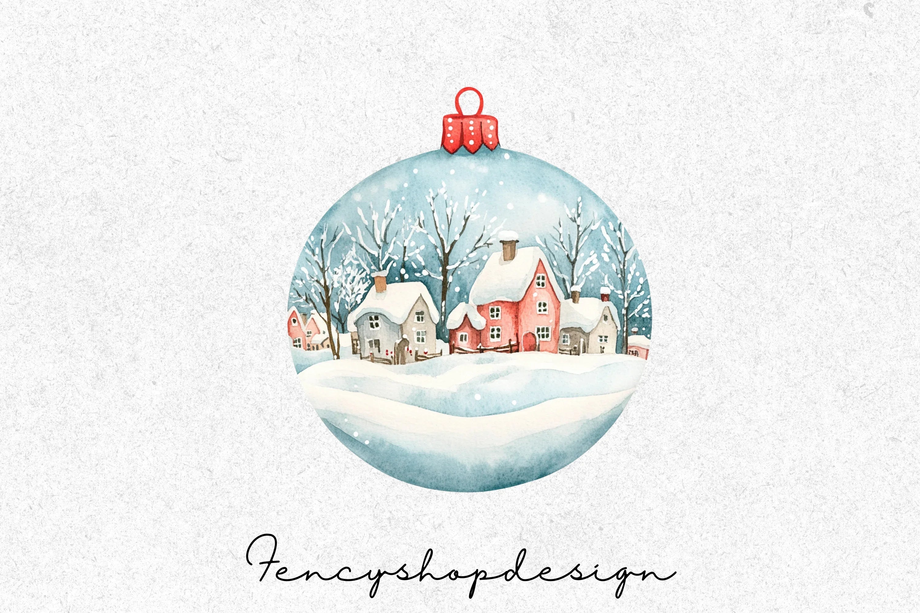 Winter Village Ornaments Clipart Bundle