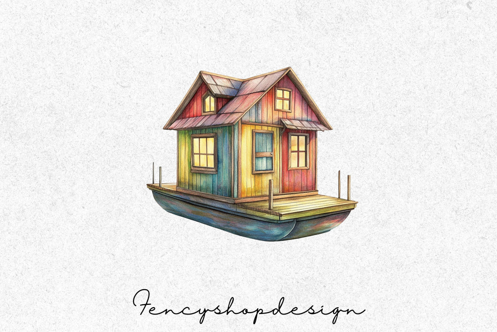 Charming Floating Houses Clipart Bundle