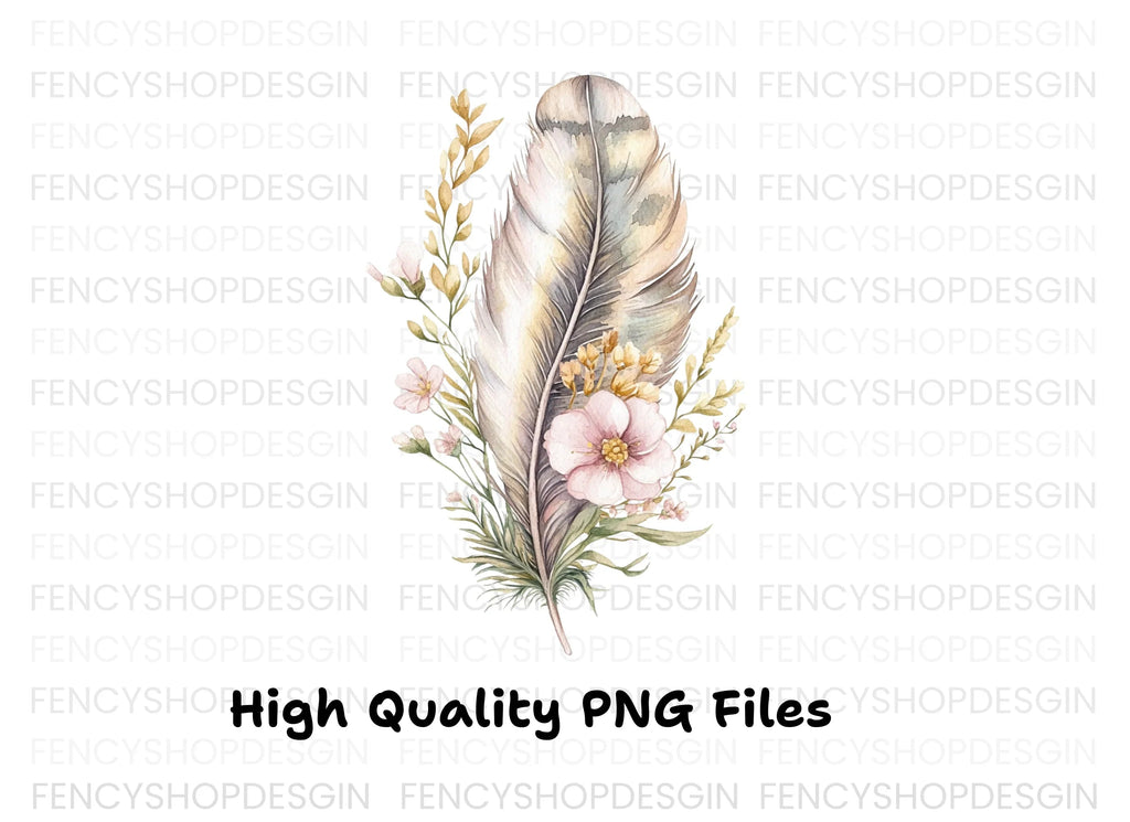 Feather Flower Clipart Bundle