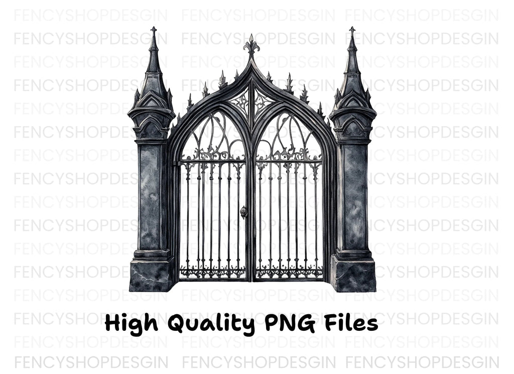 Ornate Gothic Gates Clipart Bundle