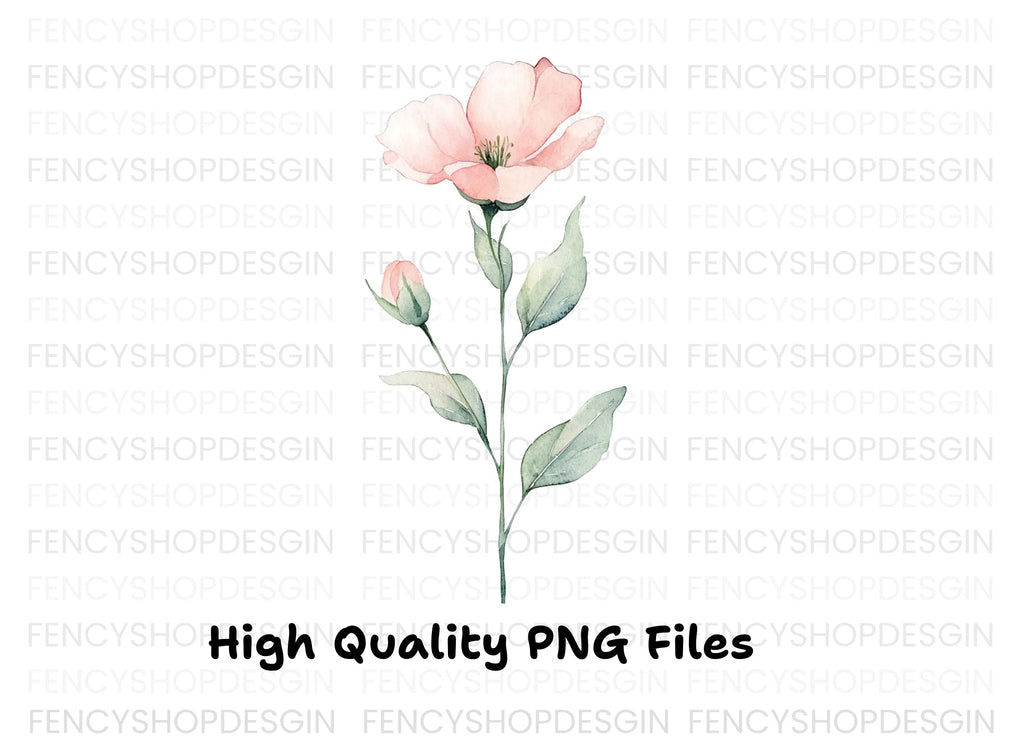 Delicate Pink Flower Clipart Bundle