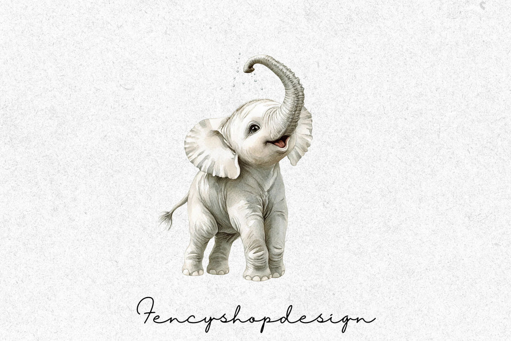 Adorable Baby Elephant Clipart Bundle