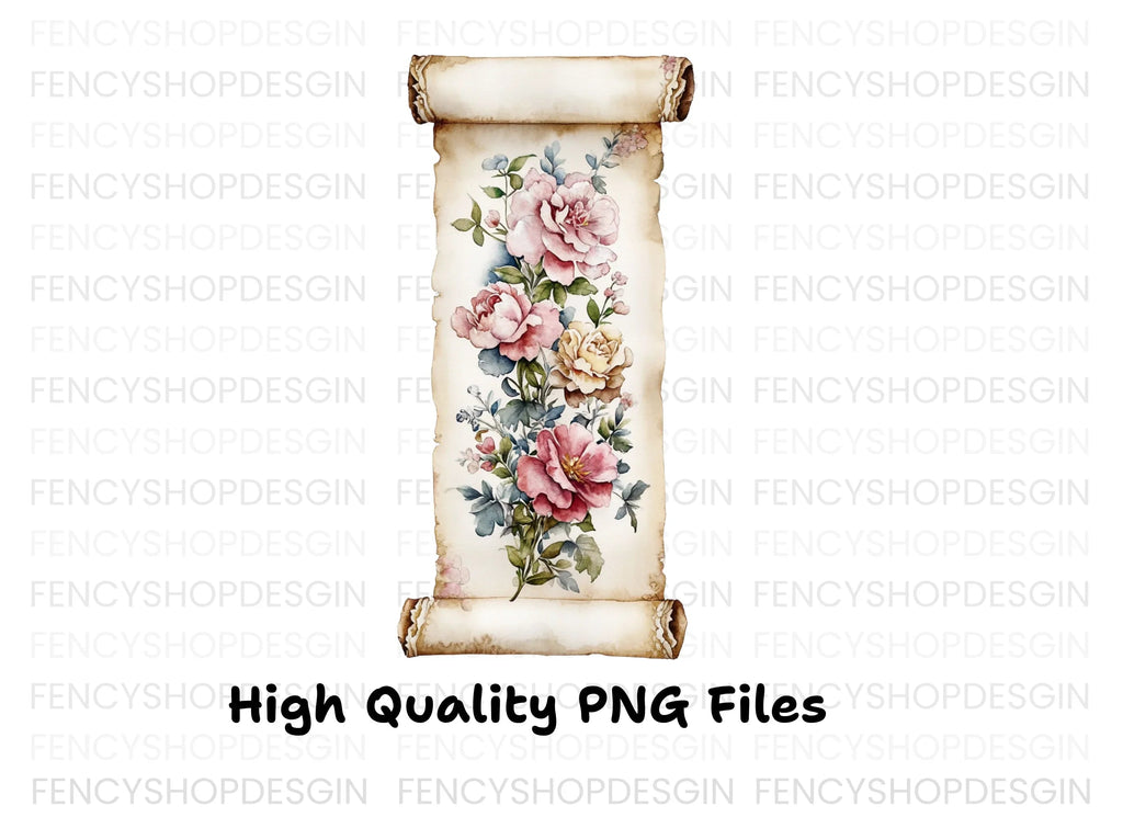 Vintage Floral Scroll Clipart Bundle