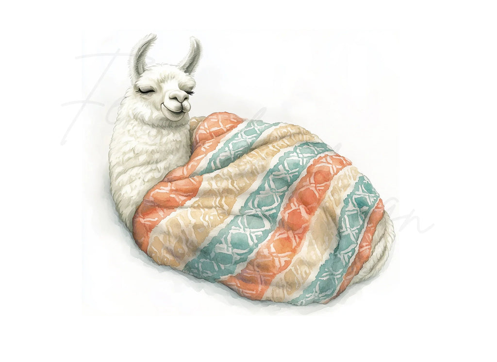 Cozy Llama in Soft Blankets Clipart Bundle