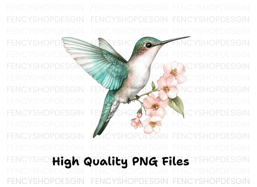 Hummingbird and Cherry Blossom Clipart Bundle