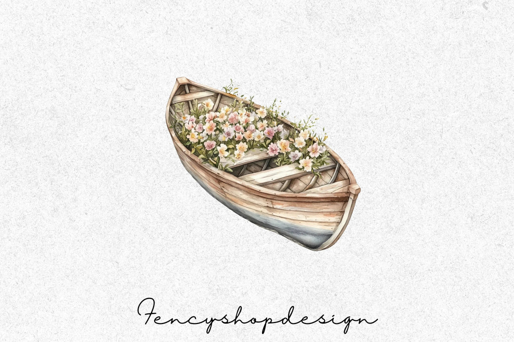Charming Floral Boat Clipart Bundle
