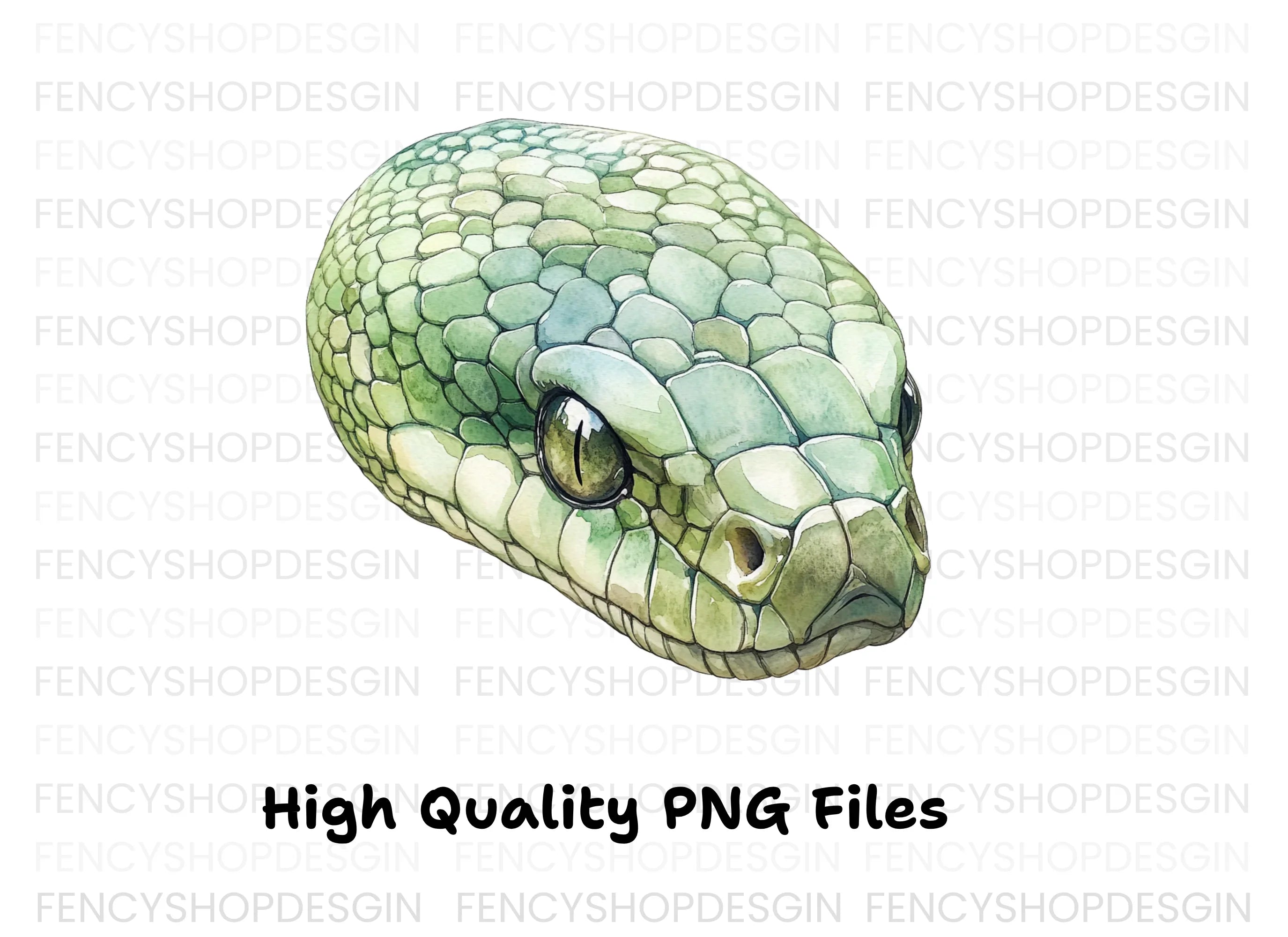 Green Snake Head Clipart Bundle