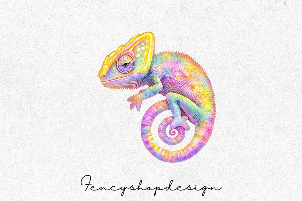 Cute Chameleon Clipart Bundle
