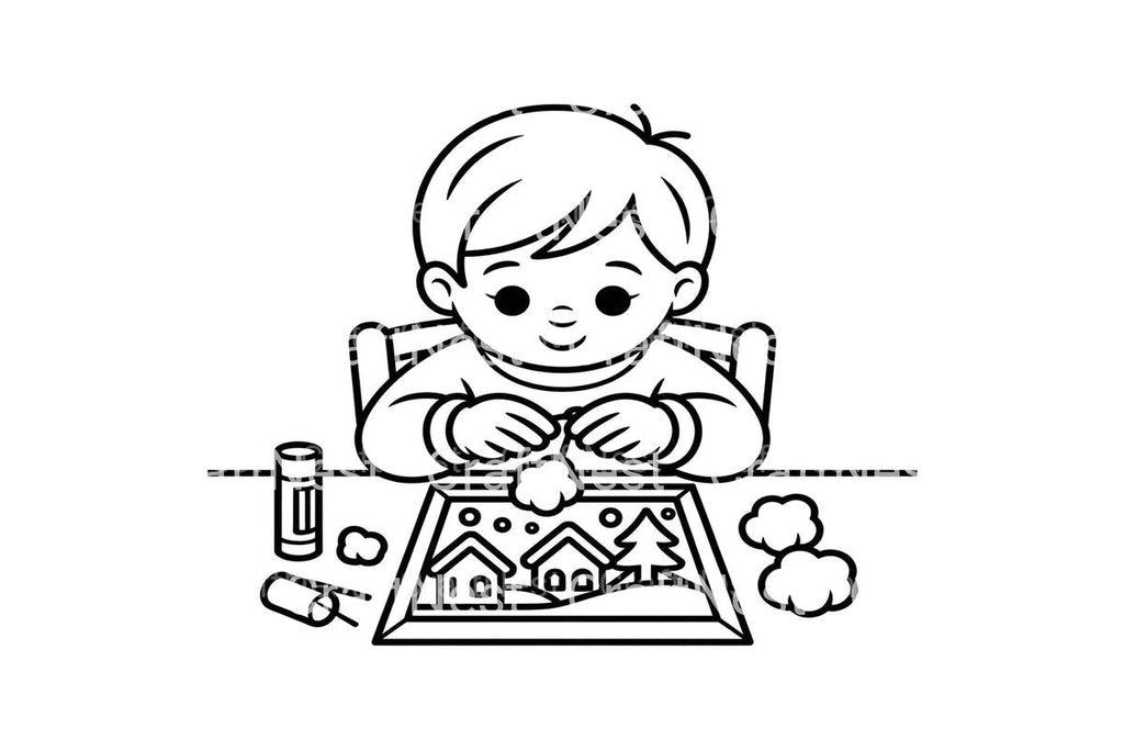 Kids Crafting Winter Scene Coloring Books