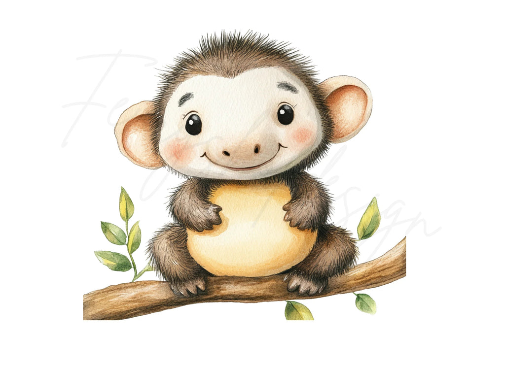 Cute Baby Monkey Clipart Bundle
