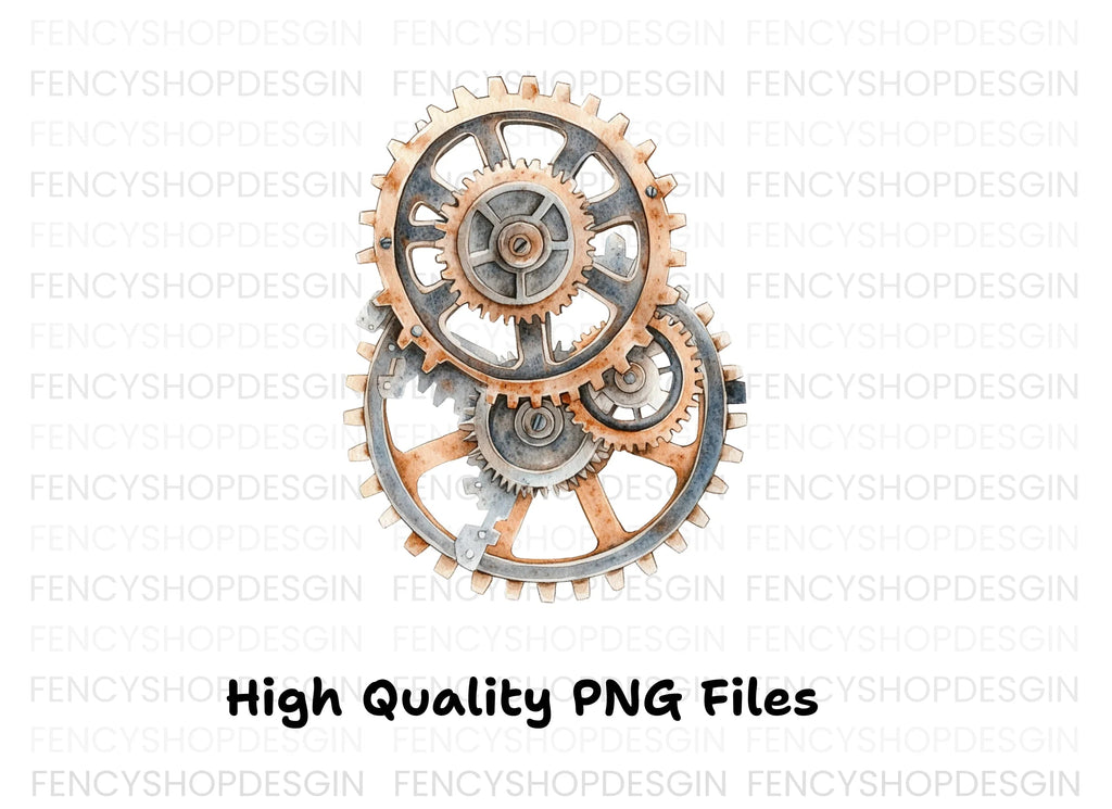 Rustic Interlocking Gears Clipart Bundle